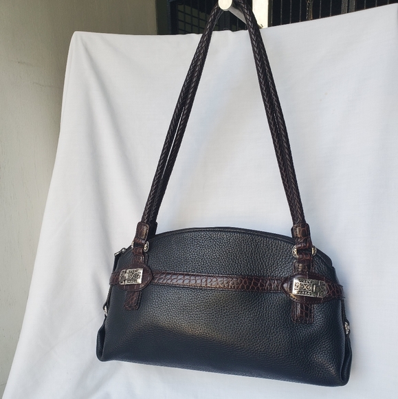 Brighton Black & Brown Pebble Leather Handbag - Picture 4 of 15